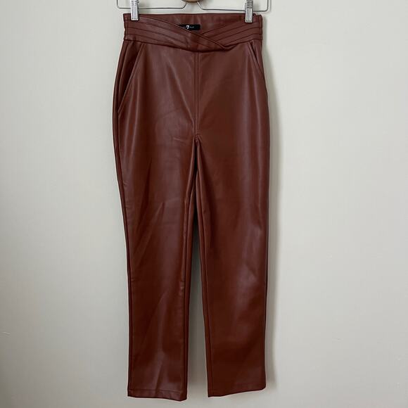 7 for all Mankind Brown Faux Leather Legging Pants Size XS - Picture 1 of 13